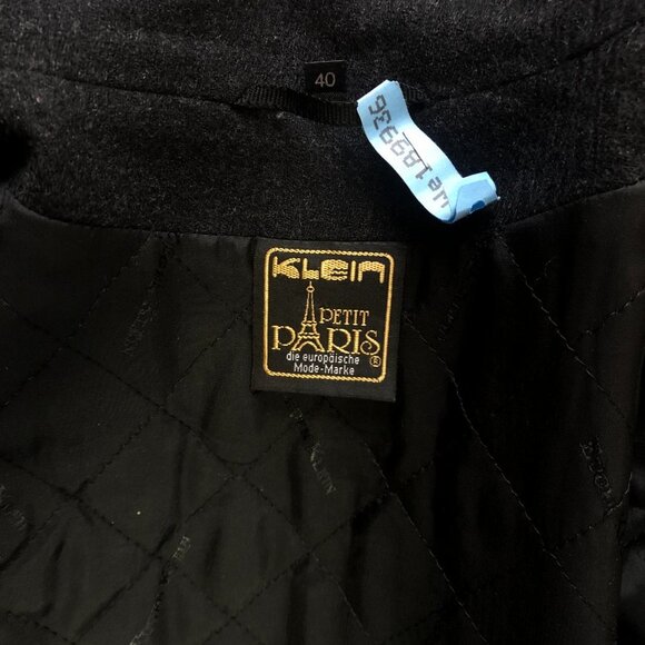 Vintage 90s wool checkered olive green and black blazer jacket, Plus size - Picture 13 of 16